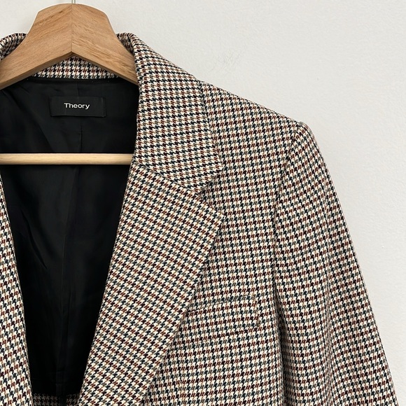 Theory Super Cinch Fremont Plaid Long-Line Blazer Cotton-Wool Tailored - Size 0 - Picture 6 of 16